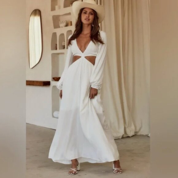 White Cutout Maxi Dress - Picture 10 of 12